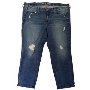Torrid Perfect Boyfriend Ankle Jeans Sz 22R Medium Wash Distressed Stretch